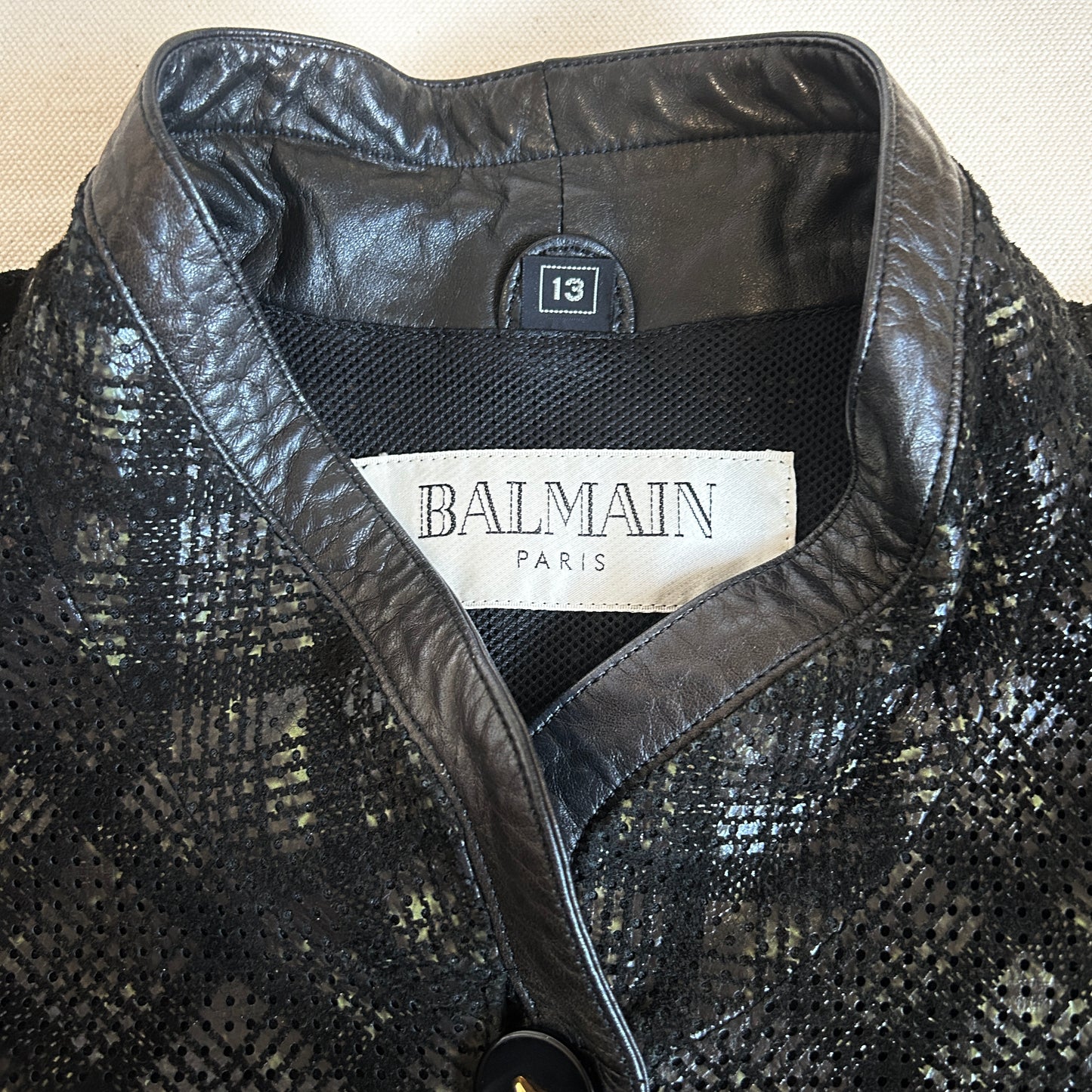 BALMAIN PARIS Leather See-through Coat