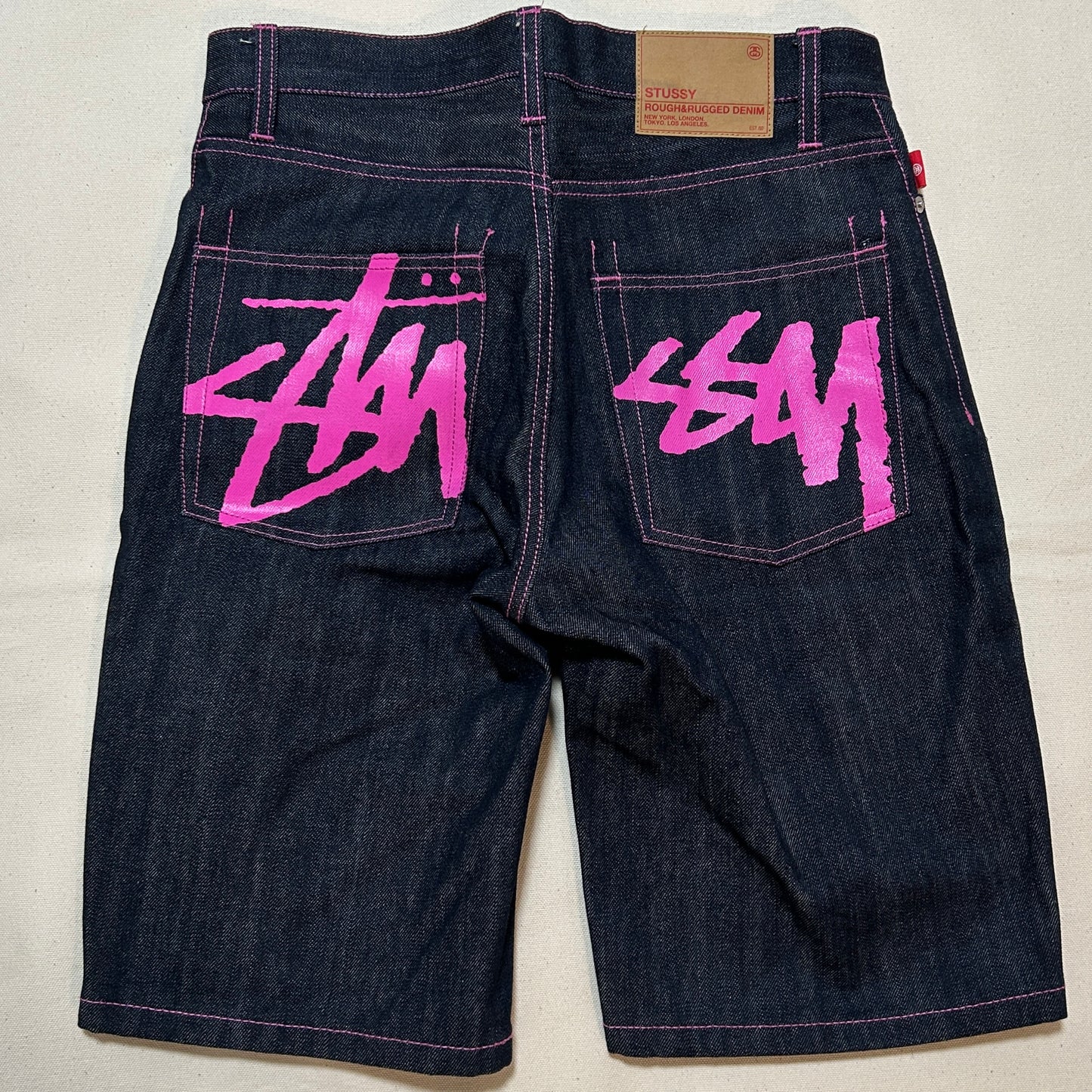 2000s STUSSY Logo Print Denim Shorts